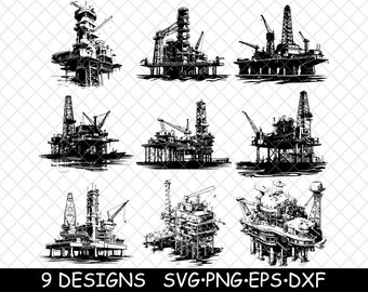 Offshore Rig Svg File Oil Rig SVG PNG, off Shore Rig, Ocean Svg Vector Graphic, Laser ...