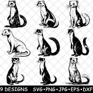 Weasel Mink Ferret Stoat Ermine Polecat Furry Wildlife Laser File SVG PNG JPG Grayscale Burn Image Cut Vector Coaster Black White Cnc Wood
