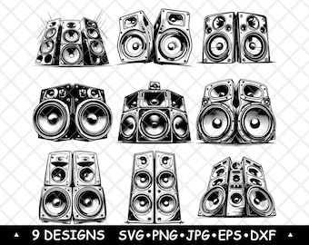 Luidspreker Geluidssysteem Audioapparaat Studio Pro Bluetooth-laserbestand SVG PNG JPG Grijswaarden Afbeelding branden gesneden vectoronderzetter Zwart wit CNC-hout