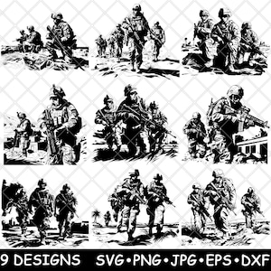 US Military Operation War Army Troops Battle Armed Soldier Veteran SVG,Dxf,Eps,PNG,Cricut,Silhouette,Cut,Laser,Stencil,Iron-on,Clipart,Print