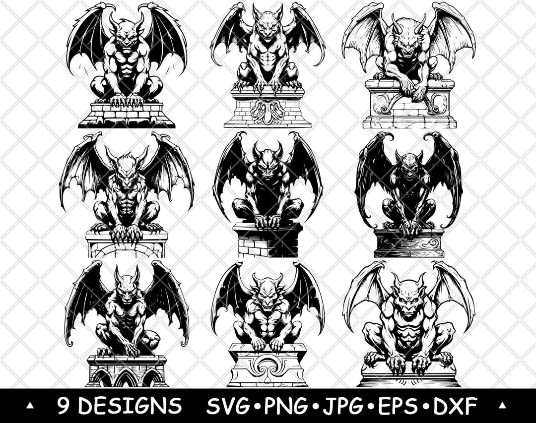 Gothic Gargoyle Vector Set | Dark Fantasy Clipart for Stickers