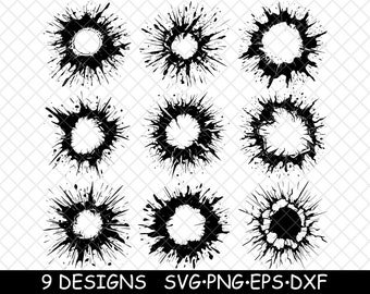 Ink Splatter Kreis Vektor - Grunge Farbspritzer Clipart für Aufkleber, Drucke & Gravur