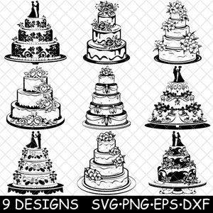 Bruiloft bruidstaart vier huwelijk meerlaagse laag laserbestand SVG PNG JPG grijswaarden afbeelding branden gesneden vector Coaster zwart wit CNC hout