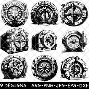 Cofre de banco, cofre, segurança, depósito de dinheiro, joia, arquivo a laser, SVG, PNG, JPG, escala de cinza, imagem queimada, corte vetorial, porta-copos, preto, branco, madeira cnc