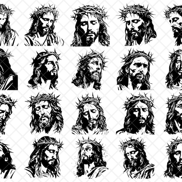 20 Jesus Christ Crown of Thorns | Passion of Christ| PNG, EPS, SVG, Dxf| Cricut, Silhouette, Sublimation, Decals, Engraving, Stencil, Vector