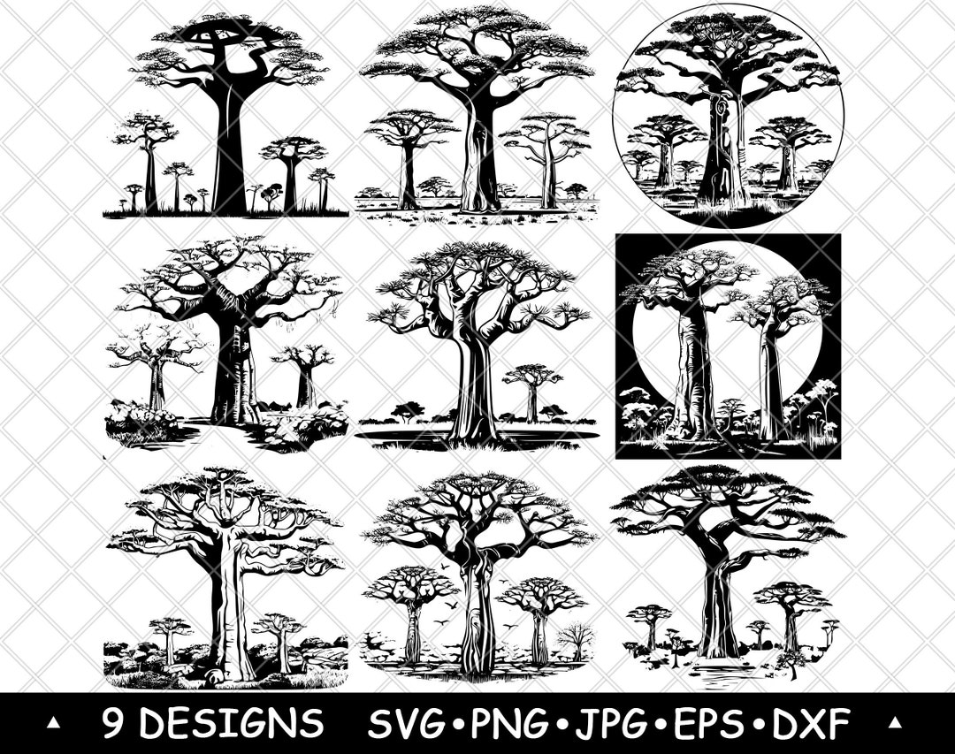 Baobab Tree SVG Bundle African Savanna Clipart Majestic Tree