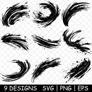 Pinselstrich Pinselstriche Pinselstriche Gemälde Effekt Laserdatei SVG PNG JPG Graustufen Brennen Bild Untersetzer Schwarz Weiß Cnc Holz