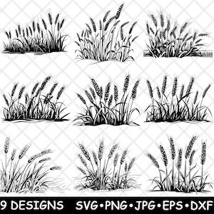 Frumento raccolto erba grano orzo malto palay riso fattoria gambo paglia SVG,Dxf,Eps,PNG,Cricut,Silhouette,Taglio,Laser,Stencil,Termoadesivo,Clipart,Stampa