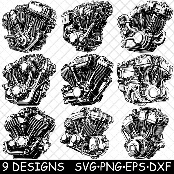 Big Bike Engine Motorcycle Bore Power V High Twin Cc Muscle Race SVG,Dxf,Eps,PNG,Cricut,Silhouette,Cut,Laser,Stencil,Iron-on,Clipart,Print