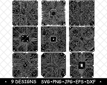 Circuit Board SVG Tech Pattern Clipart PCB Vector Design Electronics Art Laser Engraving PNG