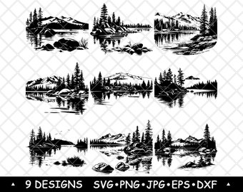 Lake Tahoe Alpine California Nevada Crystal Clear Sierra Scenic SVG,Dxf,Eps,PNG,Cricut,Silhouette,Cut,Laser,Stencil,Sticker,Clipart,Print