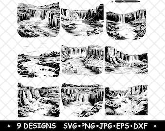 Wodospad Shoshone SVG Idaho Wodospad Clipart Snake River Scenic Canyon Vector Laser Engraving Design