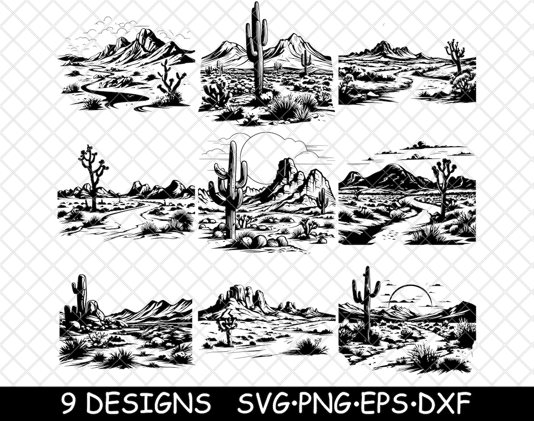 Mojave Desert Landscape Arid Region Joshua Trees Sand Png,svg,eps ...