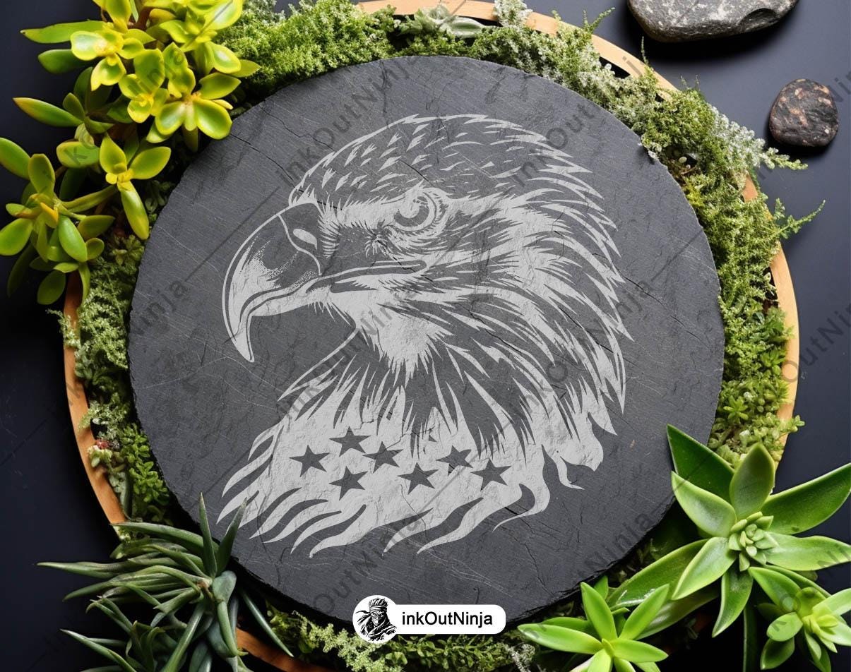 Patriotic Bald Eagle Head SVG Bundle American Flag Eagle Vector for ...