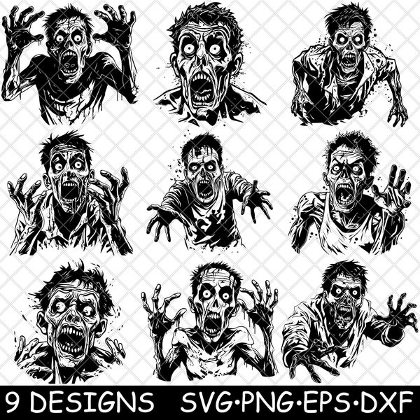 Undead Zombie Horror Apocalypse Infection Brain-eating PNG,SVG,EPS,Cricut,Silhouette,Cut,Engrave,Stencil,Sticker,Decal,Vector,Clipart,Print