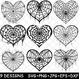 Heart Spider Web Haunted Halloween Love Art Scary Horror Laser File SVG ...