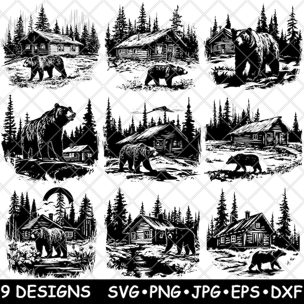 Rustic Cabin Black Bear Pine - Etsy