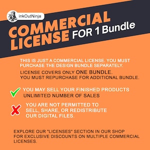 Commercial License for ONE BUNDLE. You must purchase the bundle design separately. This is just a license