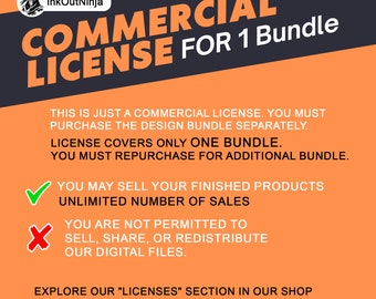 Commercial License for ONE BUNDLE. You must purchase the bundle design separately. This is just a license