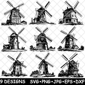 Molino de viento, turbina, energía eólica, energía, granja, vida, campo, archivo láser, SVG, PNG, JPG, escala de grises, quemar imagen, cortar, vector, posavasos, negro, blanco, CNC, madera