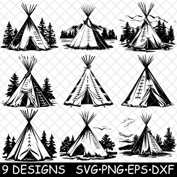 Teepee Native American Tipi Dwelling  Indian Tent Lodge PNG,SVG,EPS,Cricut,Silhouette,Cut,Engrave,Stencil,Sticker,Decal,Vector,Clipart,Print