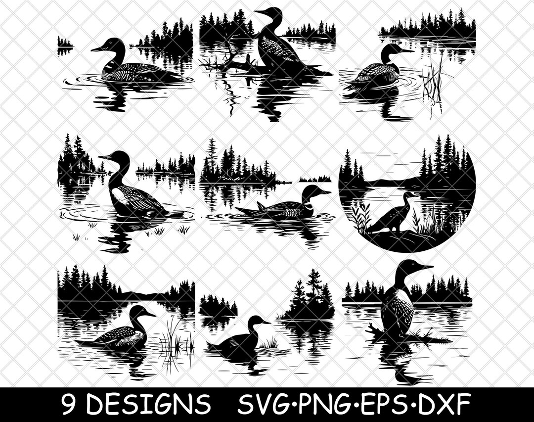 Common Loon Lake Waterbird Diver Aquatic Migratory Solitude Fowl Svg