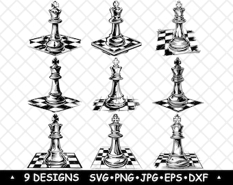 Chess King SVG Royal Chess Piece Checkmate Board PNG Strategy Game Laser Engraving Design