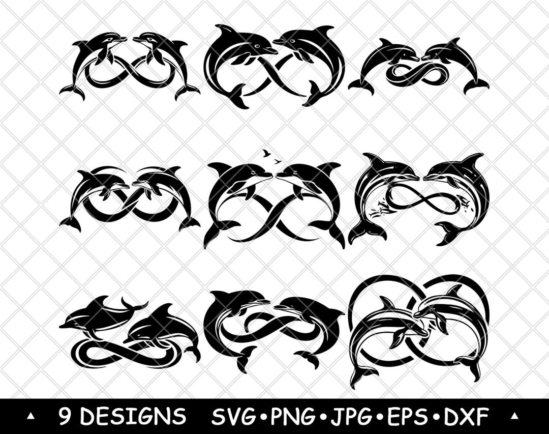 Dolphin Infinity Jumping Dolphin Infinity Loop Symbol Unity Ocean Life Laser File SVG ...
