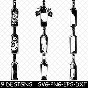 ワインボトル スパークリング レッド シャンパン セラー ロゼ リカー レーザー ファイル SVG PNG JPG グレースケール バーン イメージ カット ベクター コースター ブラック ホワイト CNC ウッド