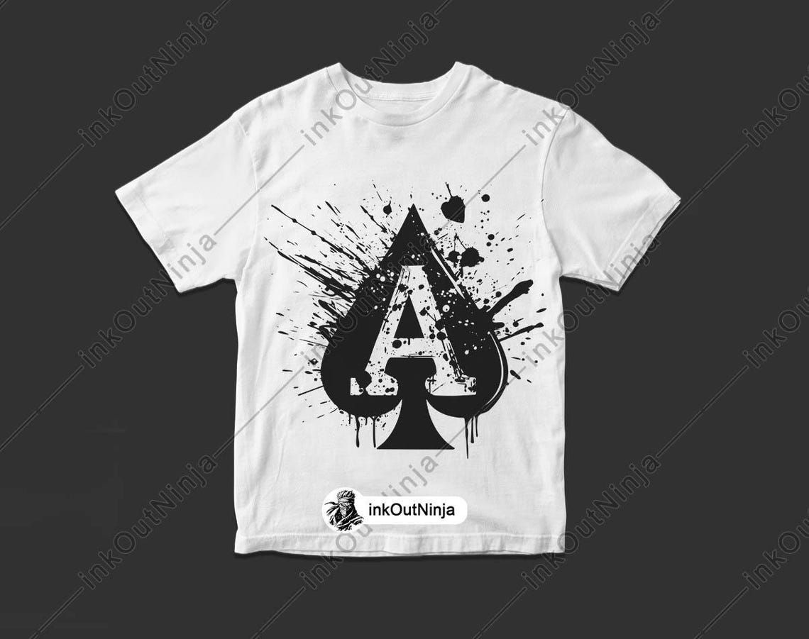 Letter A Spade Alphabet Plating Cards Ace Ink Splatter Laser File SVG ...