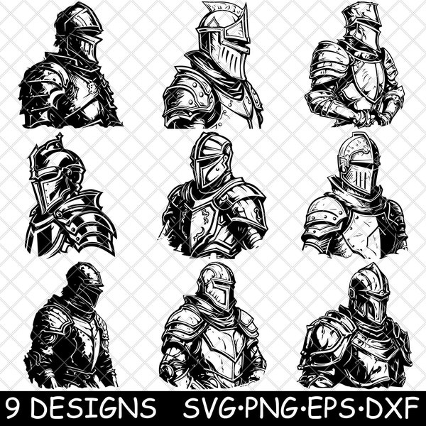 Medieval Knight Armor Valiant Noble Crusade Kingsguard PNG,SVG,EPS,Cricut,Silhouette,Cut,Engrave,Stencil,Sticker,Decal,Vector,Clipart,Print