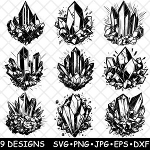 Grappe de cristal quartz minéral roche améthyste gemme citrine fichier laser SVG PNG JPG niveaux de gris gravure image coupe vecteur sous-bock noir blanc bois cnc
