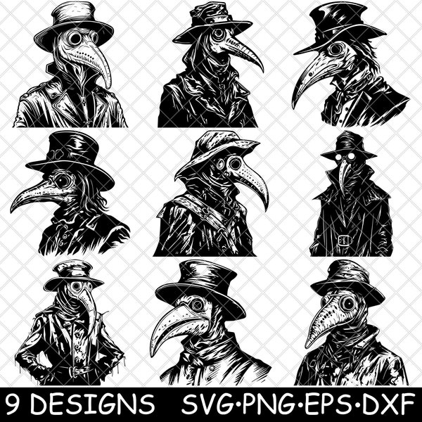 Plague Doctor Mask Black Death Medic Pest Physician Pandemic Heal SVG,Dxf,Eps,PNG,Cricut,Silhouette,Cut,Laser,Stencil,Sticker,Clipart,Print