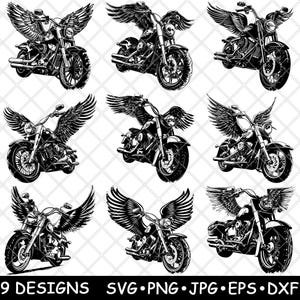 Ali Moto Road Trip Angelo Racing Superbike Velocità Laser File SVG PNG JPG Scala di grigi Brucia Immagine Taglia Vettore Sottobicchiere Nero Bianco Cnc Legno