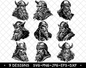 Viking Head Norse Valhalla Helmet Medieval Warrior Coaster Black White Laser File SVG PNG Grayscale Burn Image Cut Cricut Coaster Cnc Wood