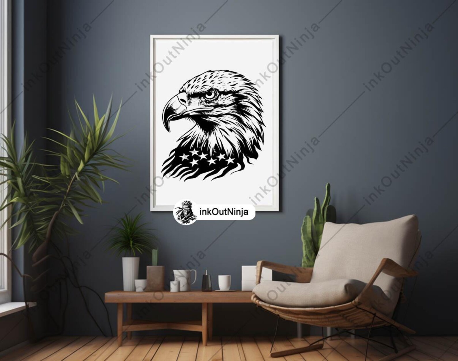 Patriotic Bald Eagle Head SVG Bundle American Flag Eagle Vector for ...