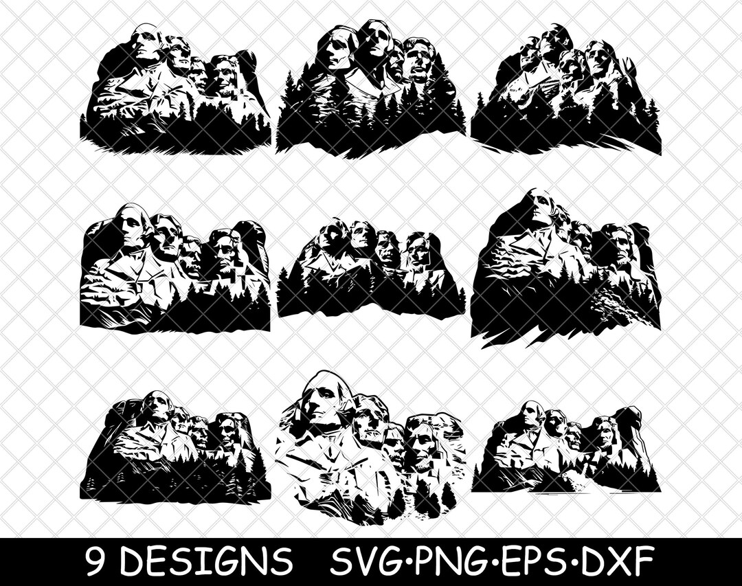 Mount Rushmore National Memorial President Sculpture Landmark Svg,dxf