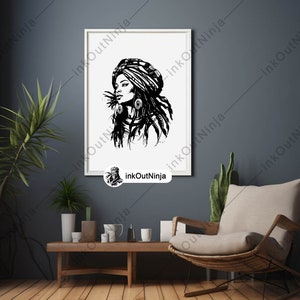 Rasta Dreadlock Rastafarian Jamaican Woman Reggae Dj Jah Laser File SVG ...