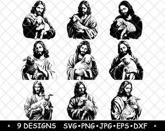 Jesus Shepherd SVG Bundle Lamb Clipart Christian Faith Vector Art Religious Laser Decor PNG