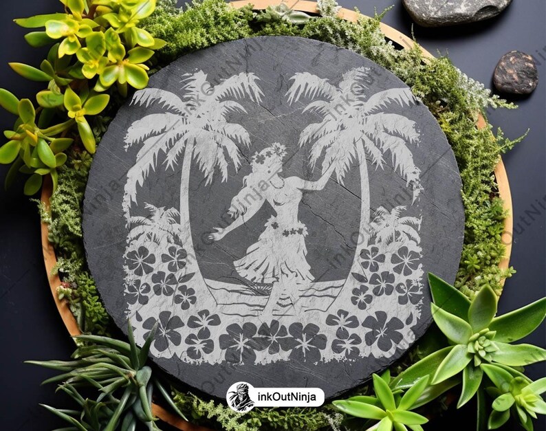 Hula Dancer SVG Tropical Island Hawaiian Luau Vector Art Palm Tree ...