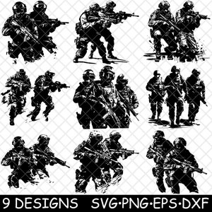 US Police SWAT Tactical Team Army Unit Soldier Military Service Svg,dxf