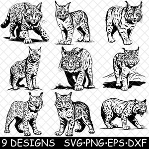 Bobcat Lynx Wildcat Bobtail Felis Red Spotted Feline Coaster Black White Laser File SVG PNG Grayscale Burn Image Cut Cricut Coaster Cnc Wood