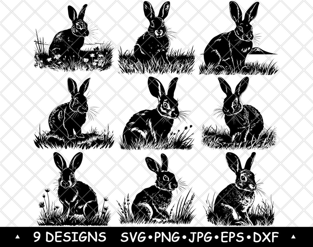 Rabbit SVG Bundle Woodland Bunny Clipart Animal Vector Art Spring Decor ...