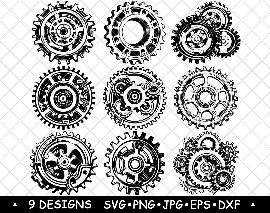 Steampunk Gear Clipart Bundle Vintage Mechanical Cog Wheels Vector ...