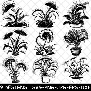 Venus Flytrap Carnivorous Plant Spooky Botanical Set for Stickers, Cricut, Laser Engraving