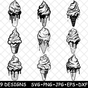 IJshoorntje Gelato Zoet Frozen Dessert Yoghurtsorbet Laserbestand SVG PNG JPG grijswaarden afbeelding branden gesneden vectoronderzetter zwart wit cnc hout