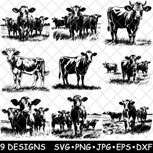 Gado Jersey, Vaca Leiteira, Fazenda, Novilha, Rebanho Leiteiro, Gado, Pasto SVG, DXF, Eps, PNG, Cricut, Silhueta, Corte, Laser, Estêncil, Termocolante, Clipart, Impressão