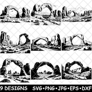 Arches National Park Utah Desert Rock Formation Canyon Laser File SVG PNG JPG Grayscale Burn Image Cut Vector Coaster Black White Cnc Wood