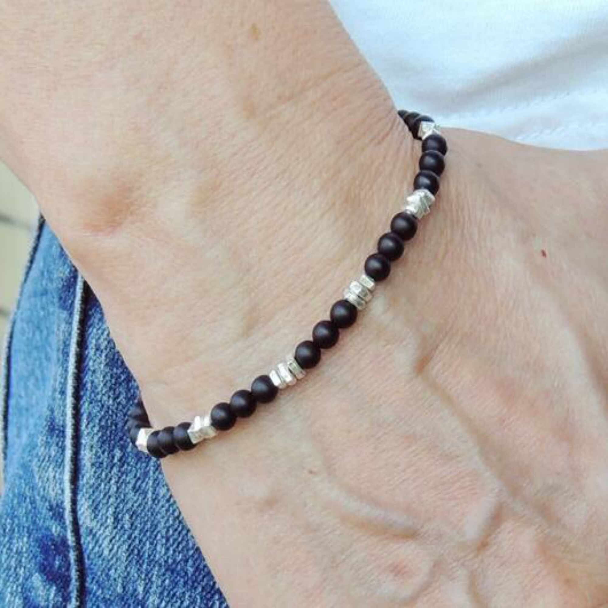 4mm Herren schwarz Onyx Edelstein Armband Yoga Basis Chakra Etsy