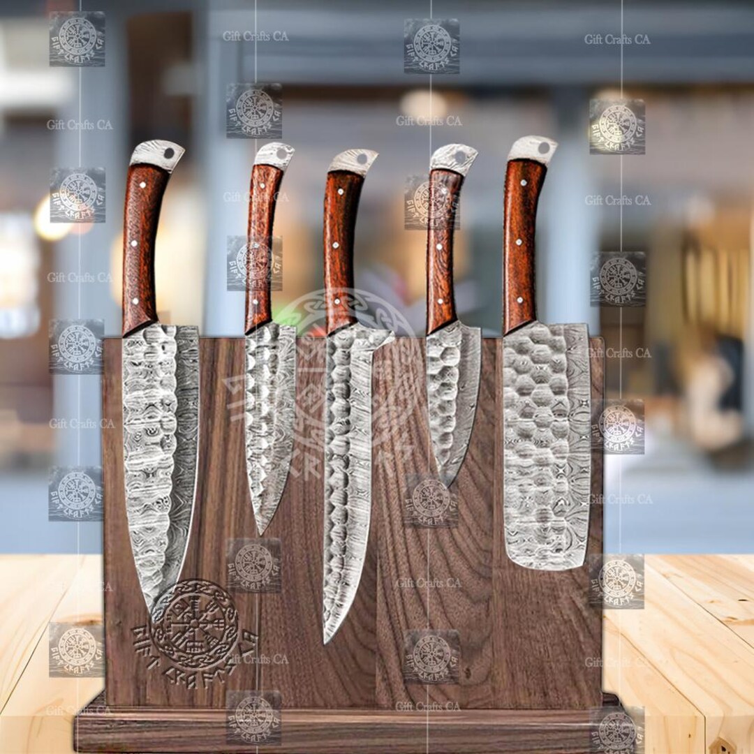 Artisan Crafted Damascus Steel BBQ Knife and Fork Set main image 0